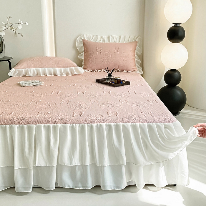 91家纺网 家纺一手货源 找家纺 （总）佰亿莱 2026新款凉感豆豆提花床裙款凉席手捧花系列