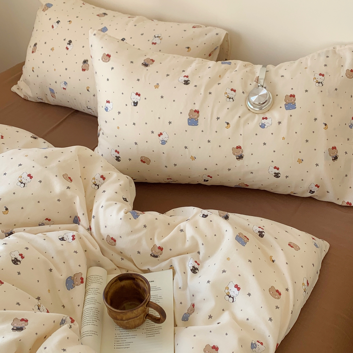 91家纺网 家纺一手货源 找家纺 桃喜 2026春夏新款全棉纯棉双层纱系列四件套 双层纱-小猫星星