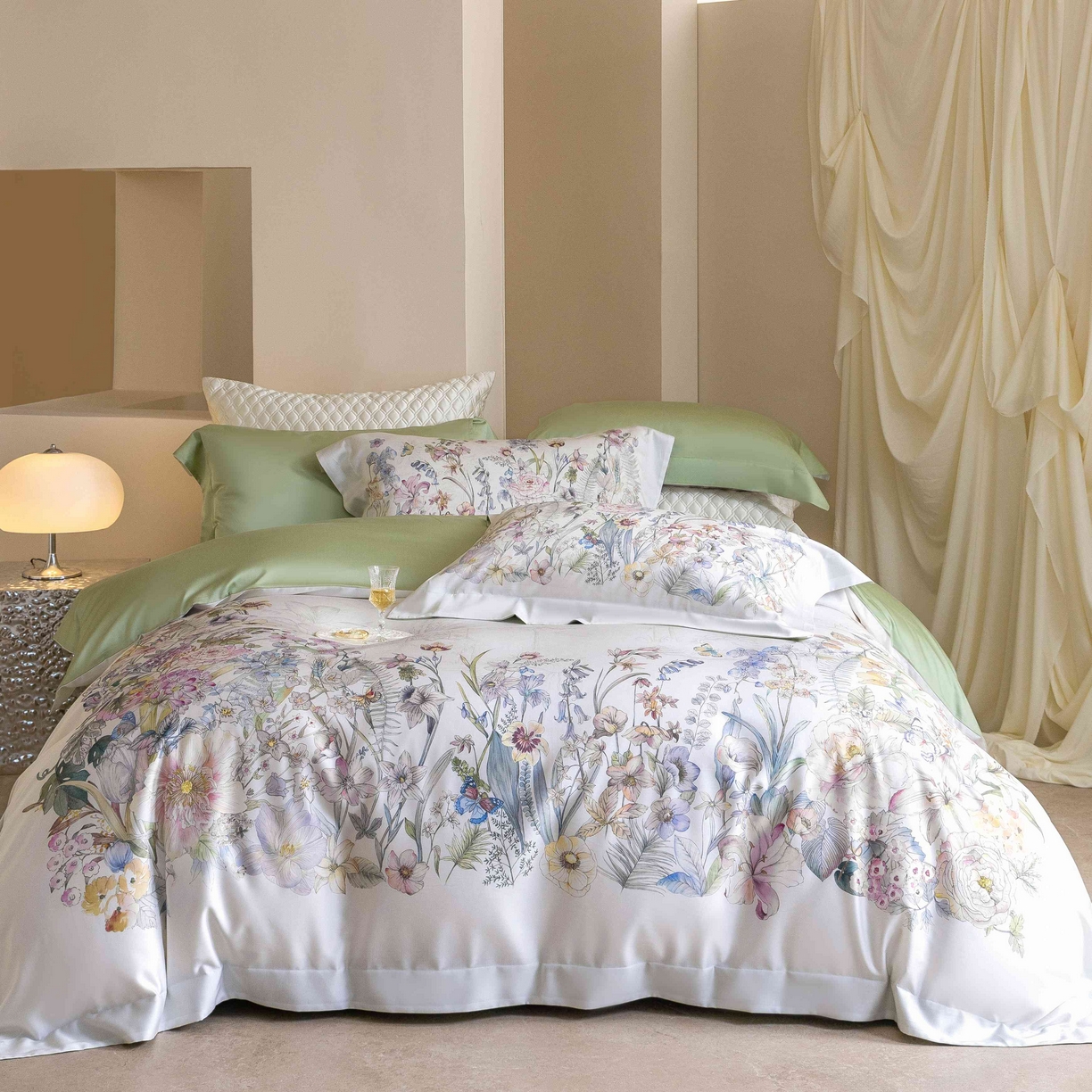 91家纺网 家纺一手货源 找家纺 佳汐蓝家纺 2026新款60天丝印花大版花四件套 苏芸 玉