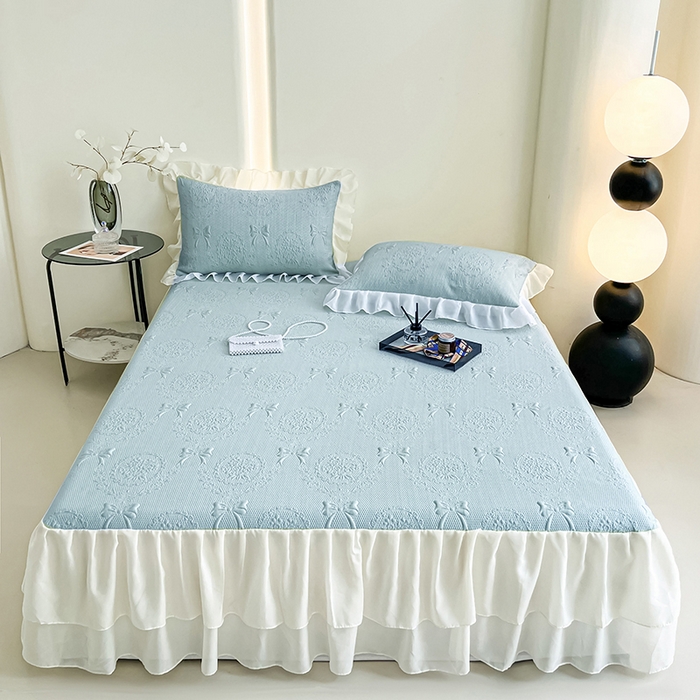 91家纺网 家纺一手货源 找家纺 （总）佰亿莱 2026新款凉感豆豆提花床裙款凉席手捧花系列