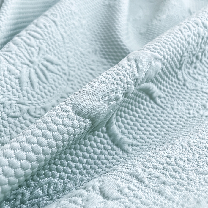 91家纺网 家纺一手货源 找家纺 佰亿莱 2026新款凉感豆豆提花床裙款凉席手捧花系列 手捧花蓝