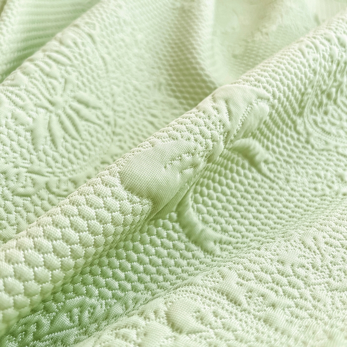 91家纺网 家纺一手货源 找家纺 佰亿莱 2026新款凉感豆豆提花床裙款凉席手捧花系列 手捧花绿