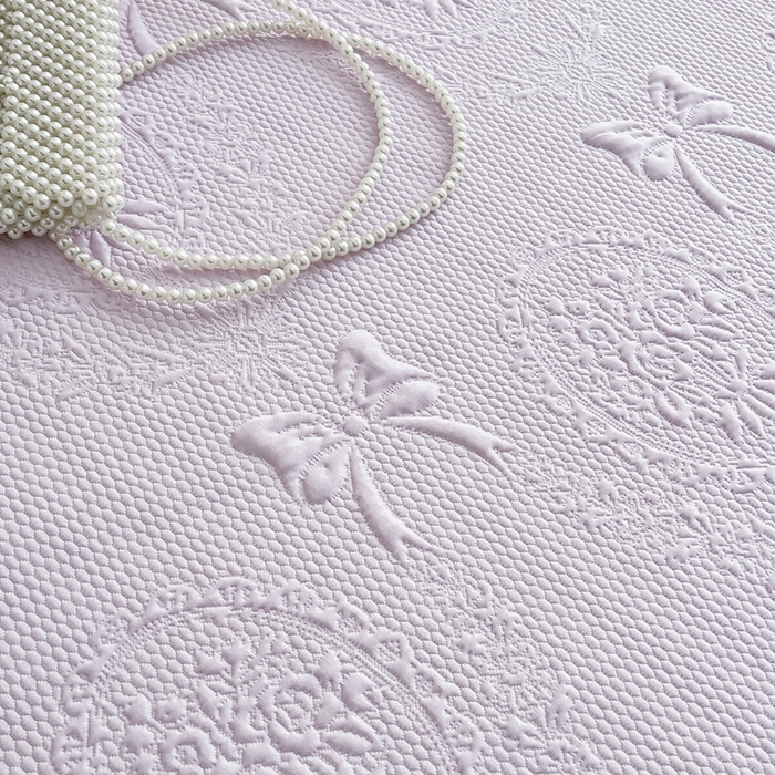 91家纺网 家纺一手货源 找家纺 佰亿莱 2026新款凉感豆豆提花床裙款凉席手捧花系列 手捧花紫