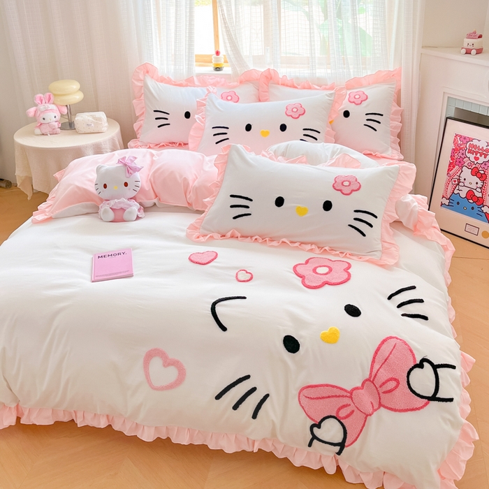 91家纺网 家纺一手货源 找家纺 泉欣家纺 2024新品韩式公主风小香风毛巾绣花四件套-黑茶 黑茶-高级灰