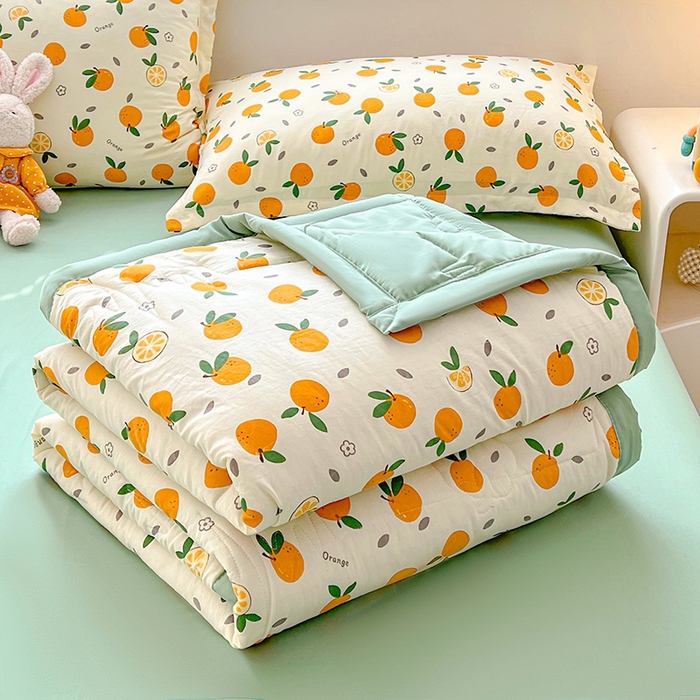 西域种棉人·千百笠 2026新款A类印花手包边凌香新疆棉花夏被 凌香 桔子