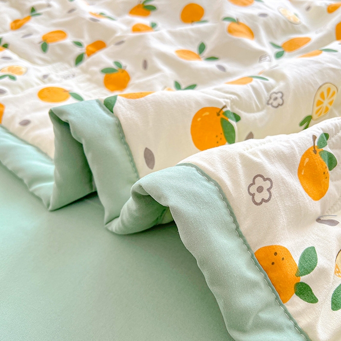 91家纺网 家纺一手货源 找家纺 西域种棉人·千百笠 2026新款A类印花手包边凌香新疆棉花夏被 凌香 桔子