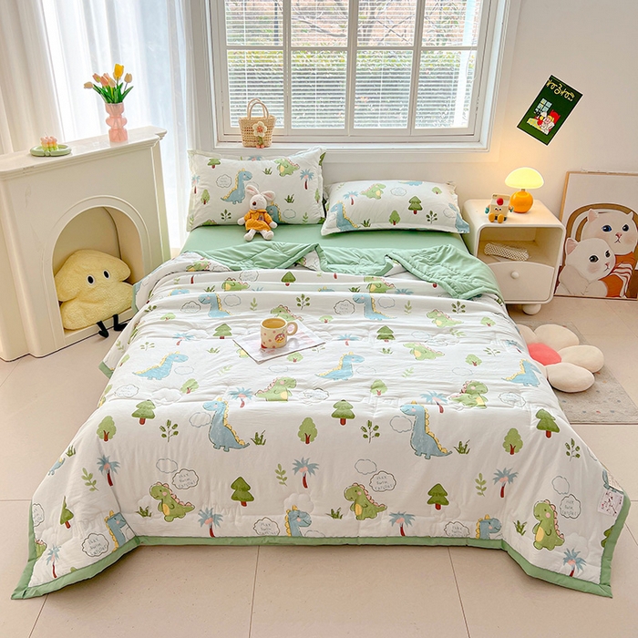 91家纺网 家纺一手货源 找家纺 西域种棉人·千百笠 2026新款A类印花手包边凌香新疆棉花夏被 凌香 恐龙