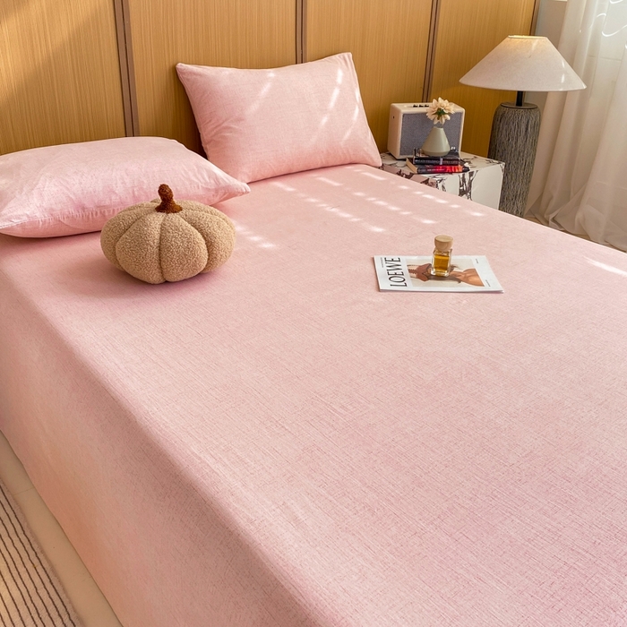 91家纺网 家纺一手货源 找家纺 麒东家纺 2026年新款古棉麻单床单 粉色