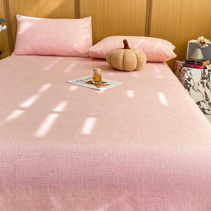 91家纺网 家纺一手货源 找家纺 麒东家纺 2026年新款古棉麻单床单 粉色