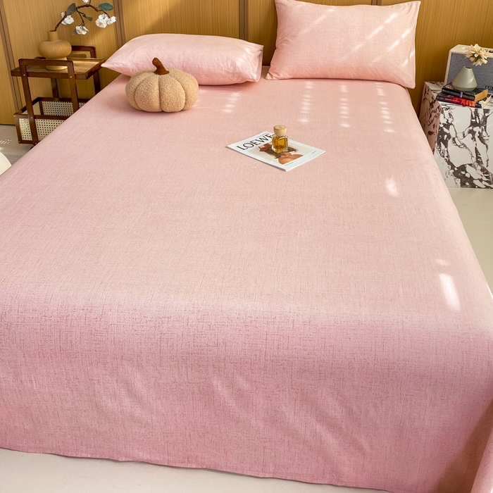 91家纺网 家纺一手货源 找家纺 麒东家纺 2026年新款古棉麻单床单 粉色
