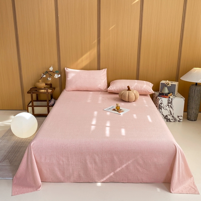 91家纺网 家纺一手货源 找家纺 麒东家纺 2026年新款古棉麻单床单 粉色