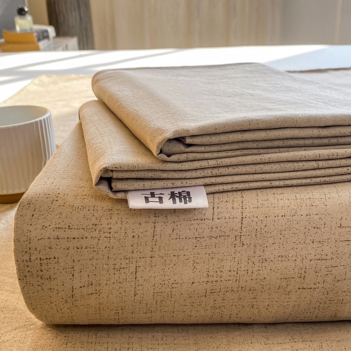 91家纺网 家纺一手货源 找家纺 麒东家纺 2026年新款古棉麻单床单 咖色