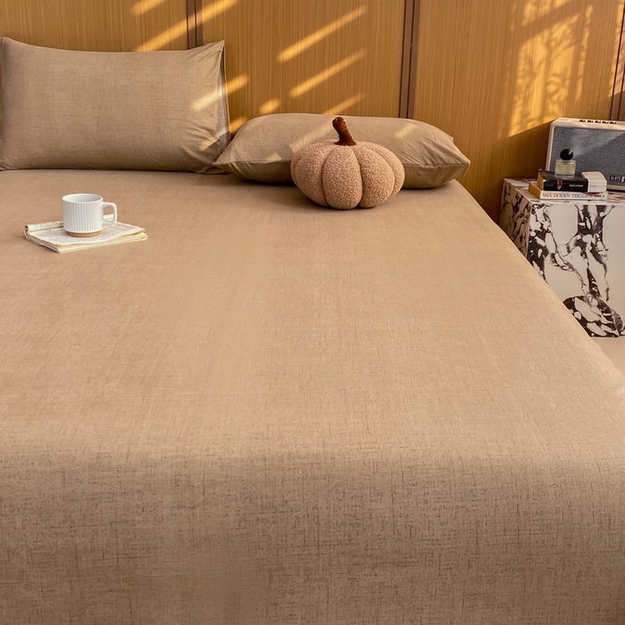 91家纺网 家纺一手货源 找家纺 麒东家纺 2026年新款古棉麻单床单 咖色