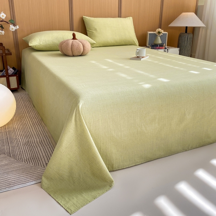 91家纺网 家纺一手货源 找家纺 麒东家纺 2026年新款古棉麻单床单 绿色