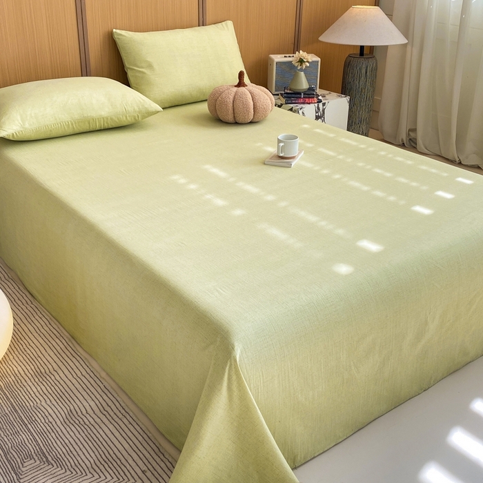 91家纺网 家纺一手货源 找家纺 麒东家纺 2026年新款古棉麻单床单 绿色