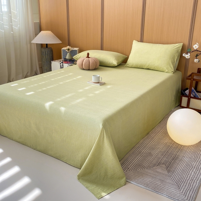 91家纺网 家纺一手货源 找家纺 麒东家纺 2026年新款古棉麻单床单 绿色