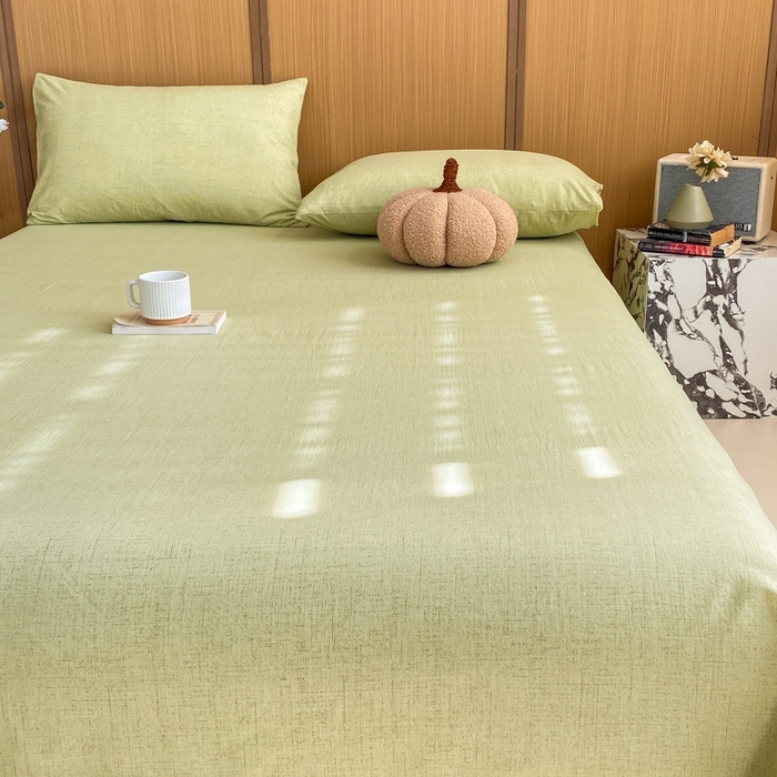 91家纺网 家纺一手货源 找家纺 麒东家纺 2026年新款古棉麻单床单 绿色