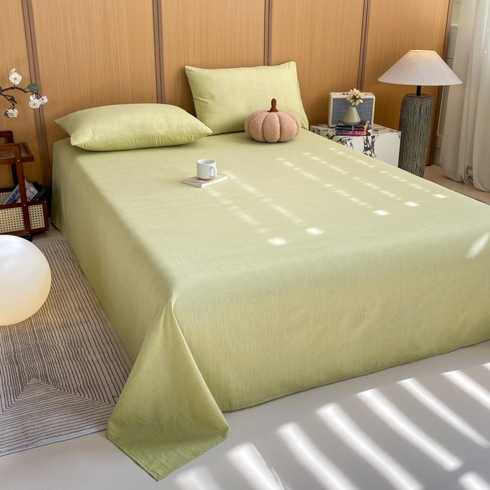 91家纺网 家纺一手货源 找家纺 麒东家纺 2026年新款古棉麻单床单 绿色