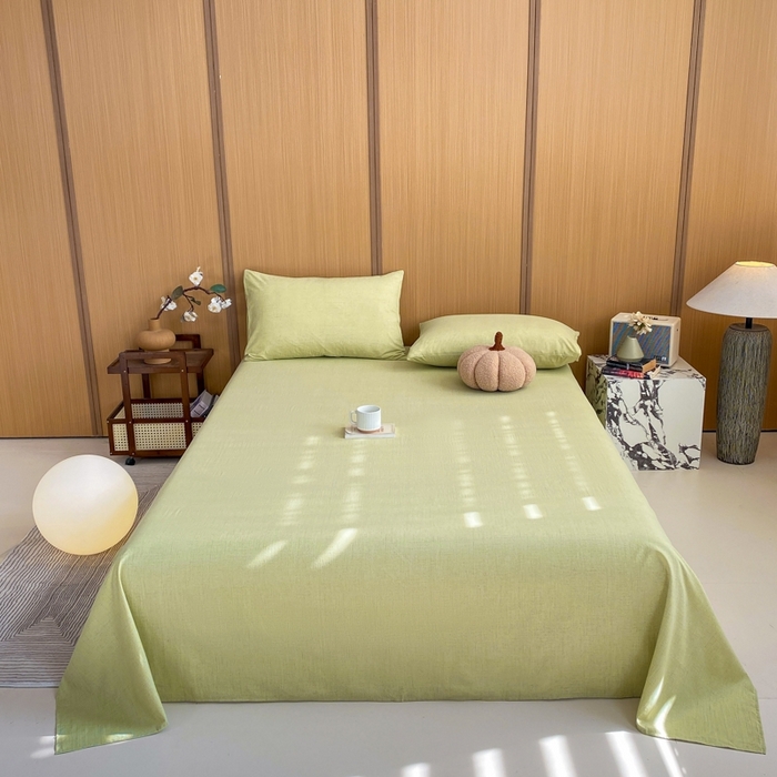 91家纺网 家纺一手货源 找家纺 麒东家纺 2026年新款古棉麻单床单 绿色