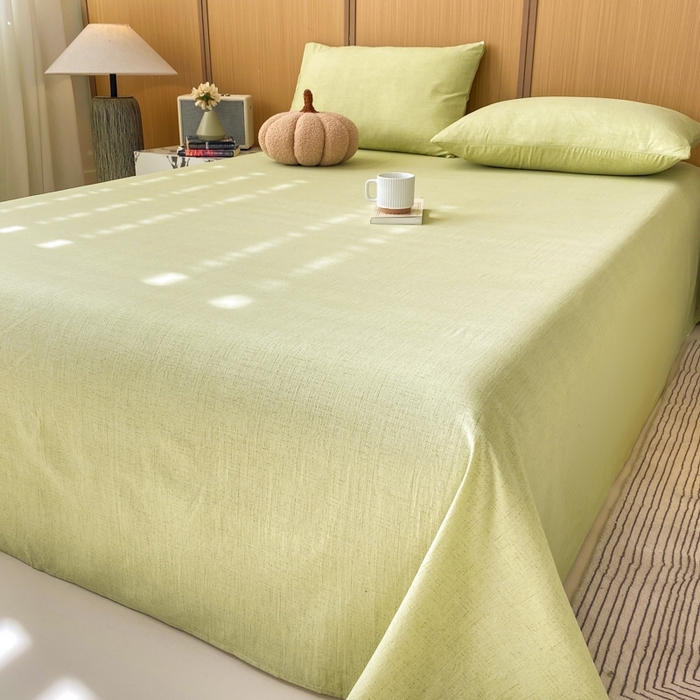 91家纺网 家纺一手货源 找家纺 麒东家纺 2026年新款古棉麻单床单 绿色