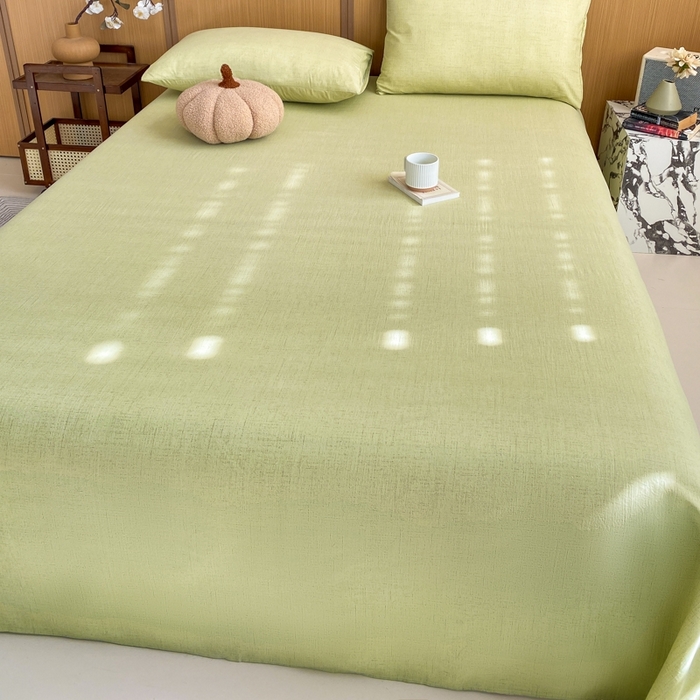 91家纺网 家纺一手货源 找家纺 麒东家纺 2026年新款古棉麻单床单 绿色