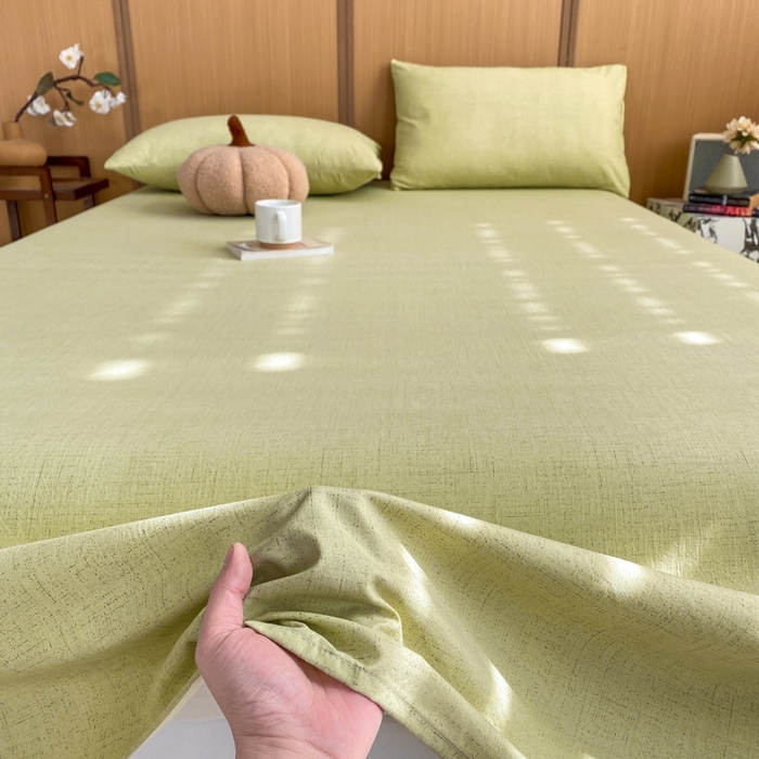 91家纺网 家纺一手货源 找家纺 麒东家纺 2026年新款古棉麻单床单 绿色