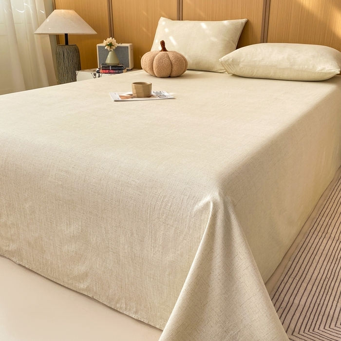 91家纺网 家纺一手货源 找家纺 麒东家纺 2026年新款古棉麻单床单 米白