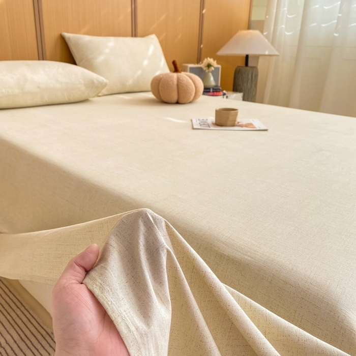 91家纺网 家纺一手货源 找家纺 麒东家纺 2026年新款古棉麻单床单 米白