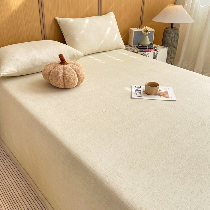 91家纺网 家纺一手货源 找家纺 麒东家纺 2026年新款古棉麻单床单 米白