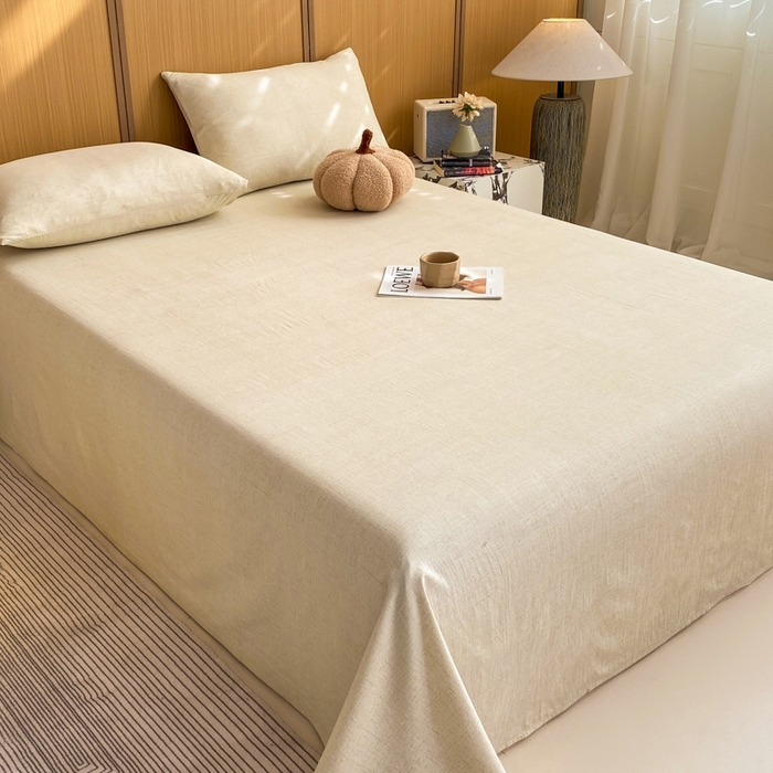 91家纺网 家纺一手货源 找家纺 麒东家纺 2026年新款古棉麻单床单 米白