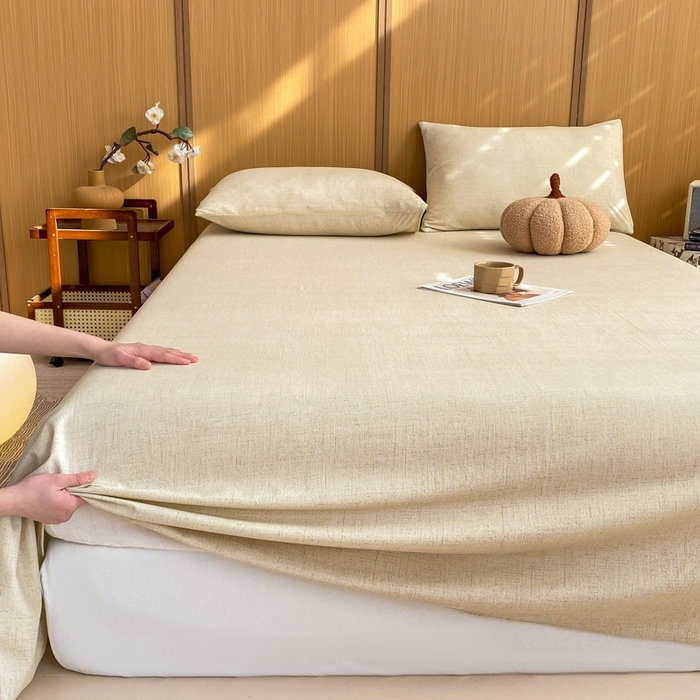 91家纺网 家纺一手货源 找家纺 麒东家纺 2026年新款古棉麻单床单 米白