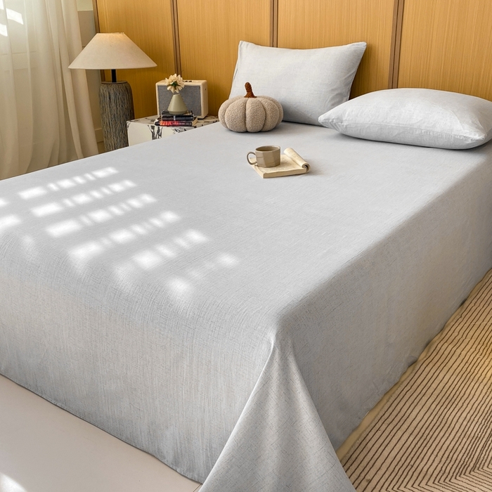 91家纺网 家纺一手货源 找家纺 麒东家纺 2026年新款古棉麻单床单 浅灰