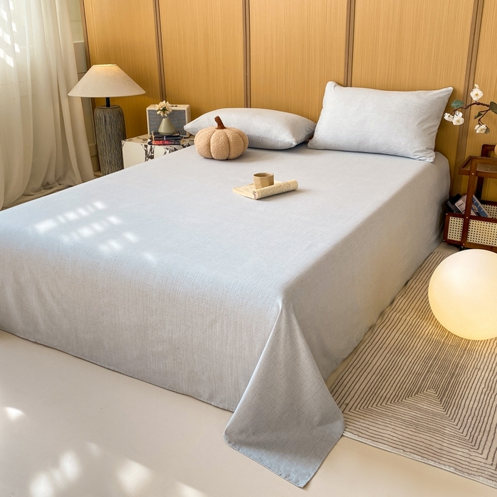 91家纺网 家纺一手货源 找家纺 麒东家纺 2026年新款古棉麻单床单 浅灰