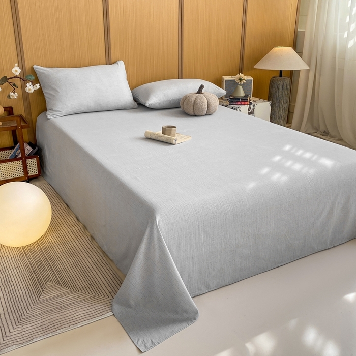 91家纺网 家纺一手货源 找家纺 麒东家纺 2026年新款古棉麻单床单 浅灰