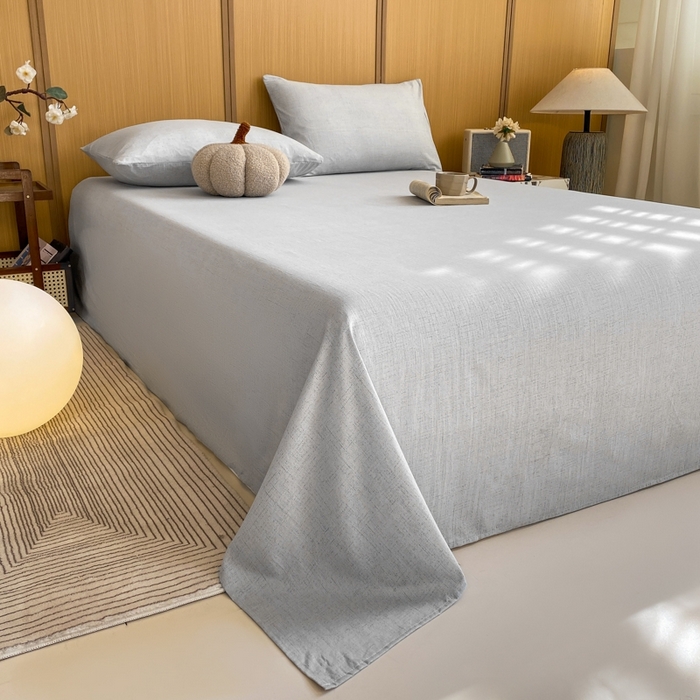 91家纺网 家纺一手货源 找家纺 麒东家纺 2026年新款古棉麻单床单 浅灰
