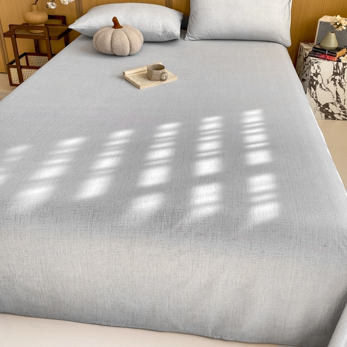 91家纺网 家纺一手货源 找家纺 麒东家纺 2026年新款古棉麻单床单 浅灰