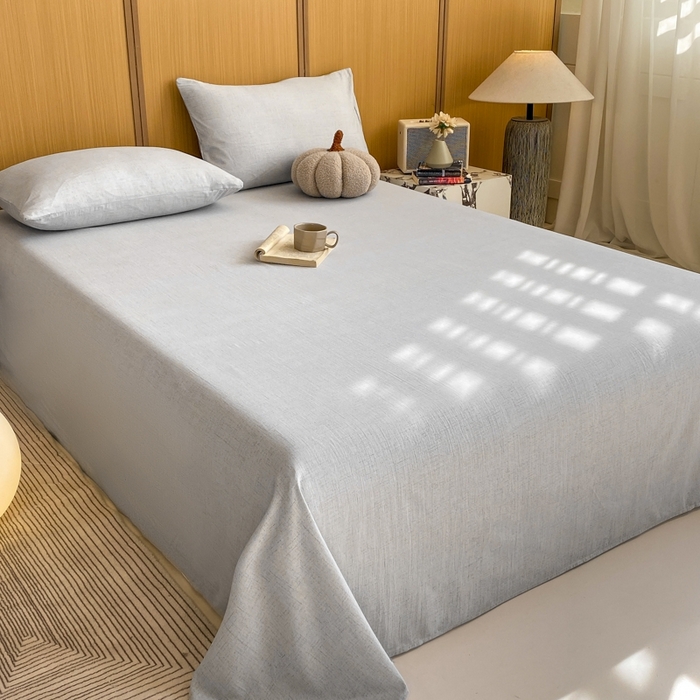 91家纺网 家纺一手货源 找家纺 麒东家纺 2026年新款古棉麻单床单 浅灰