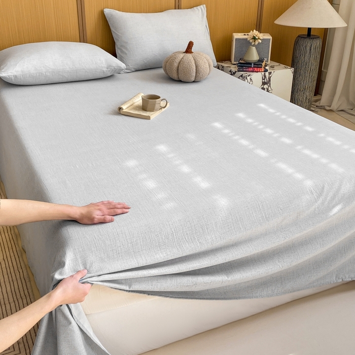 91家纺网 家纺一手货源 找家纺 麒东家纺 2026年新款古棉麻单床单 浅灰