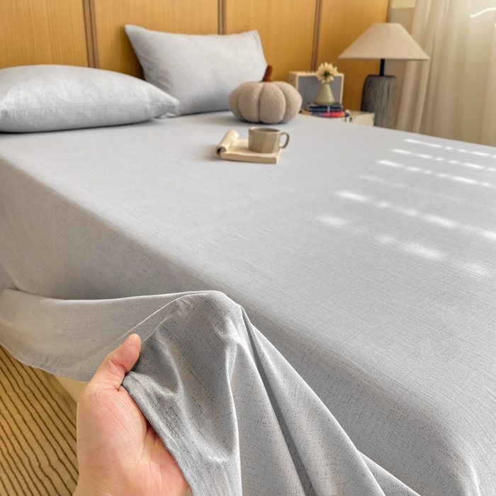 91家纺网 家纺一手货源 找家纺 麒东家纺 2026年新款古棉麻单床单 浅灰