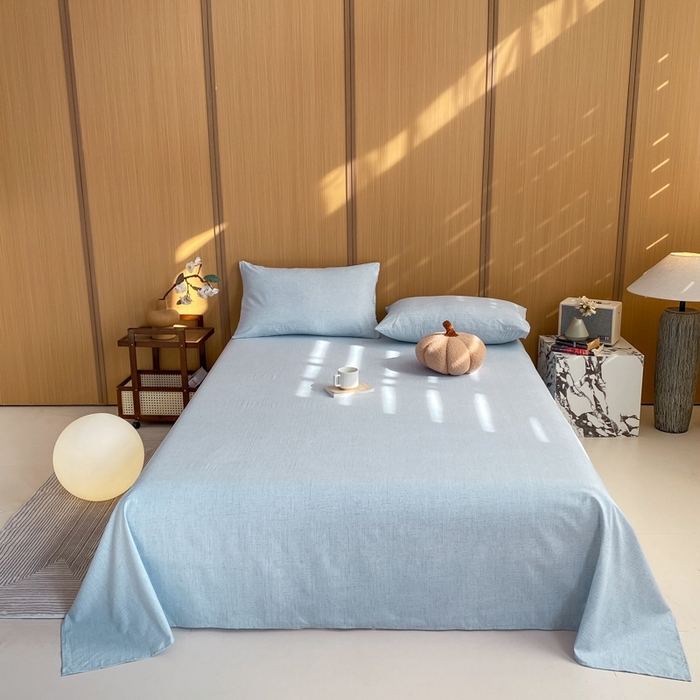 91家纺网 家纺一手货源 找家纺 麒东家纺 2026年新款古棉麻单床单 天蓝