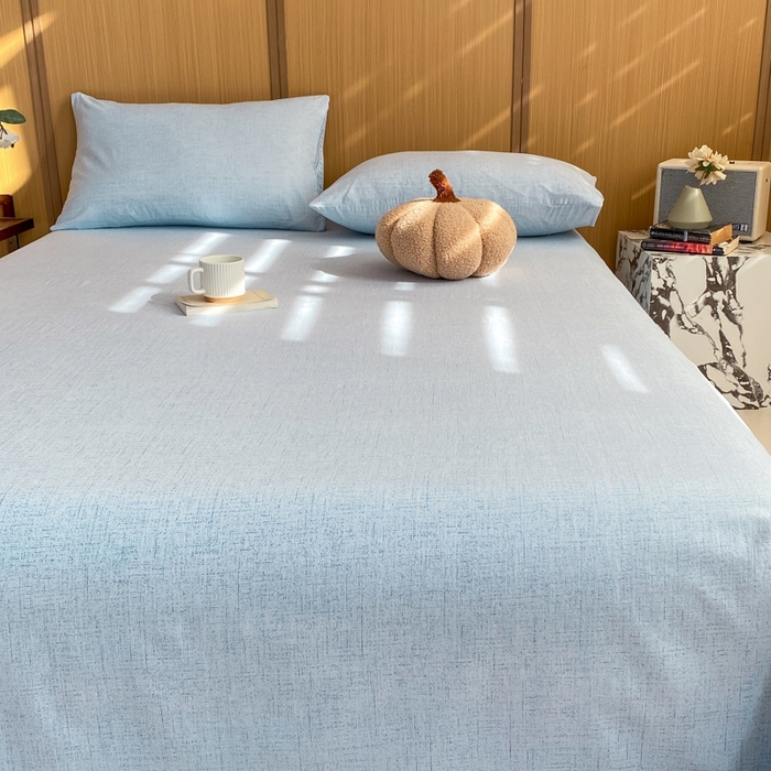 91家纺网 家纺一手货源 找家纺 麒东家纺 2026年新款古棉麻单床单 天蓝