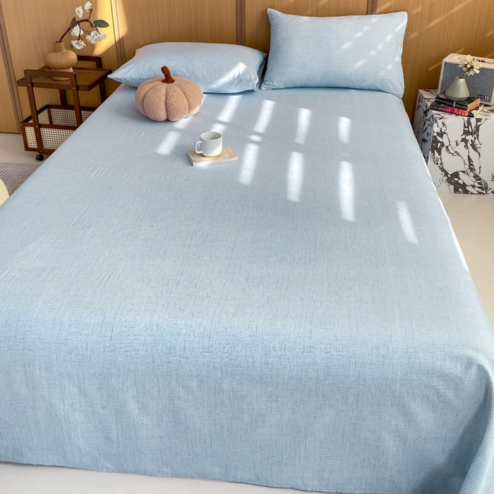 91家纺网 家纺一手货源 找家纺 麒东家纺 2026年新款古棉麻单床单 天蓝