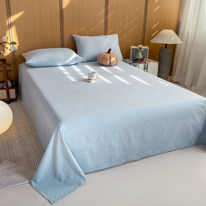 91家纺网 家纺一手货源 找家纺 麒东家纺 2026年新款古棉麻单床单 天蓝