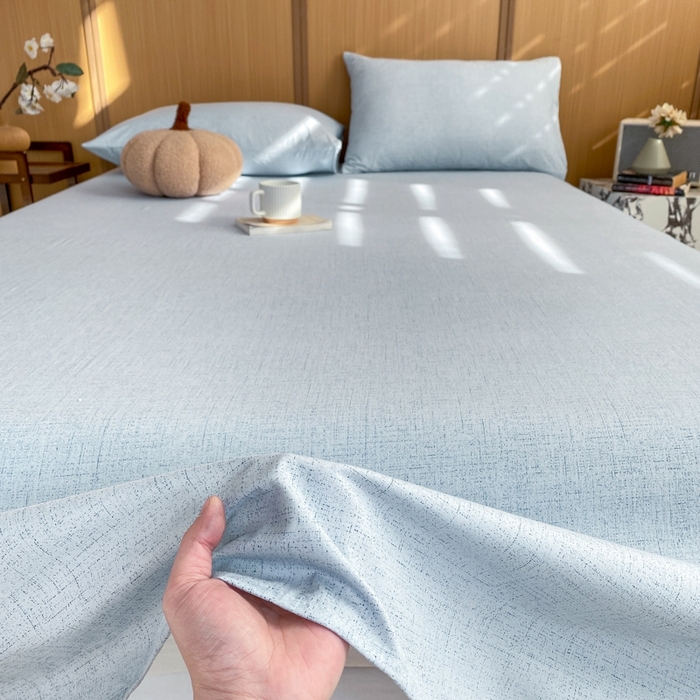 91家纺网 家纺一手货源 找家纺 麒东家纺 2026年新款古棉麻单床单 天蓝