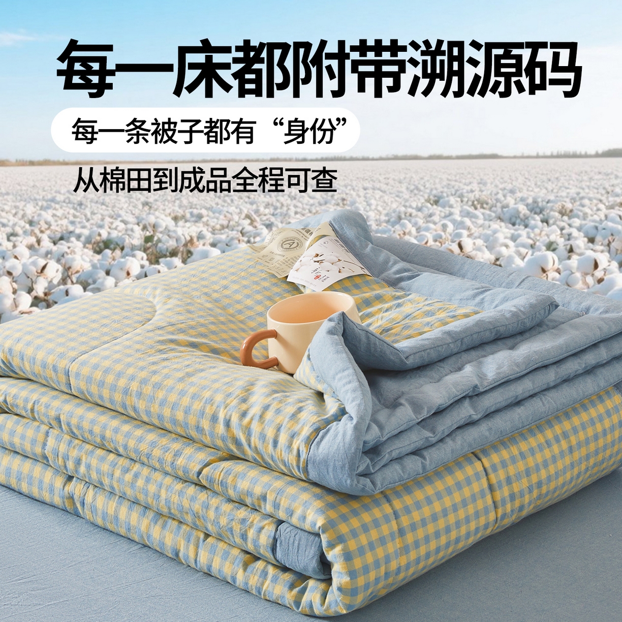 91家纺网 家纺一手货源 找家纺 西域种棉人·千百笠 2026新款A类里外全棉12868夏凉被100%新疆棉纯棉全棉填充印花款空调被夏被 全棉印花 漫山