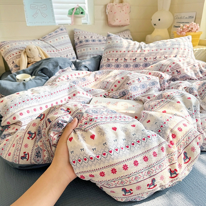 91家纺网 家纺一手货源 找家纺 （总）九诺家纺 2026新款丝柔棉加厚小清新印花四件套-甜心