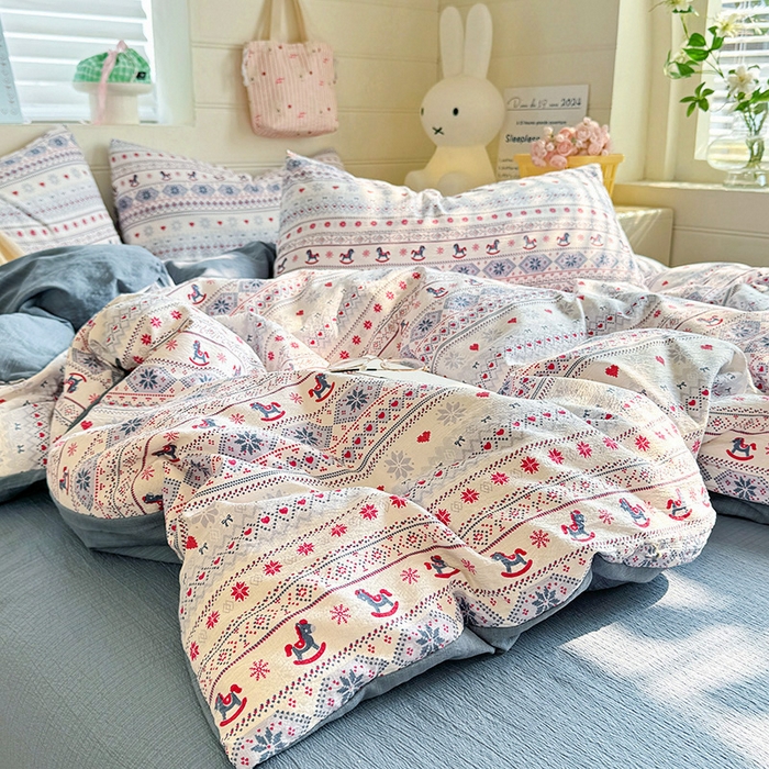 91家纺网 家纺一手货源 找家纺 （总）九诺家纺 2026新款丝柔棉加厚小清新印花四件套-甜心