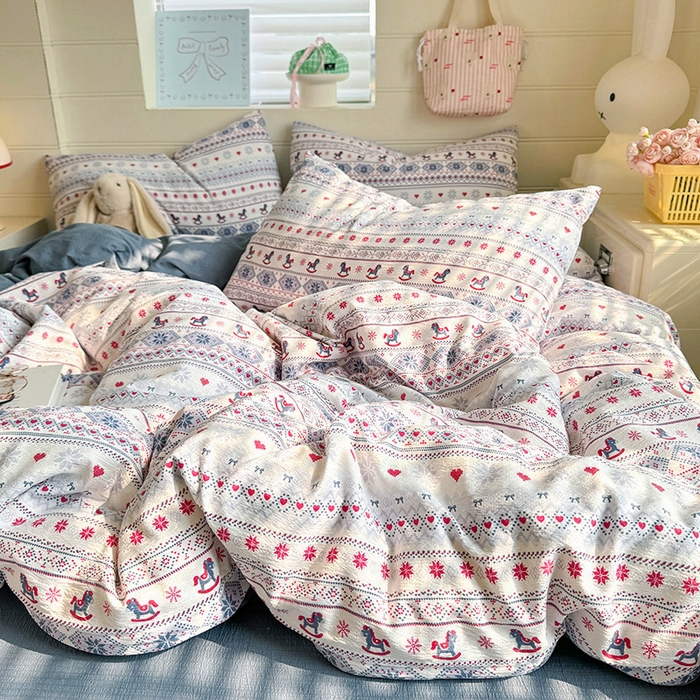 91家纺网 家纺一手货源 找家纺 （总）九诺家纺 2026新款丝柔棉加厚小清新印花四件套-甜心