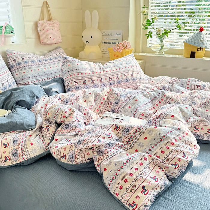 91家纺网 家纺一手货源 找家纺 （总）九诺家纺 2026新款丝柔棉加厚小清新印花四件套-甜心