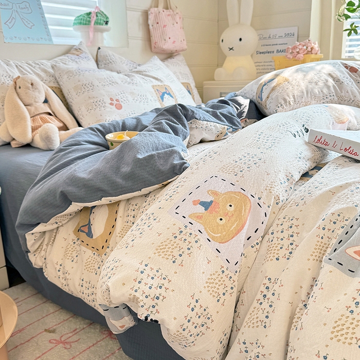 91家纺网 家纺一手货源 找家纺 （总）九诺家纺 2026新款丝柔棉加厚小清新印花四件套-甜心